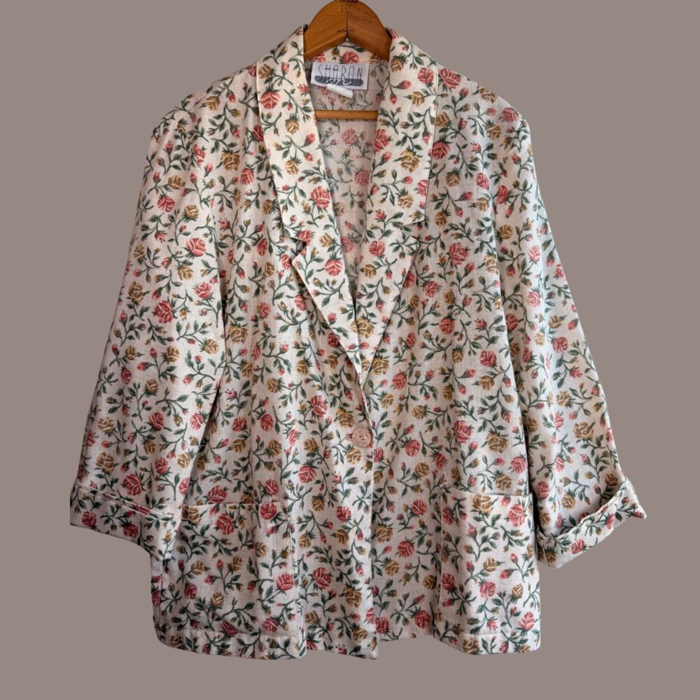 Vintage 90s Lightweight Sharon Floral Tapestry Blazer